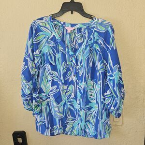 Lilly Pulitzer Shirt Womens  XSmall Palmetto Bam Boom Blue